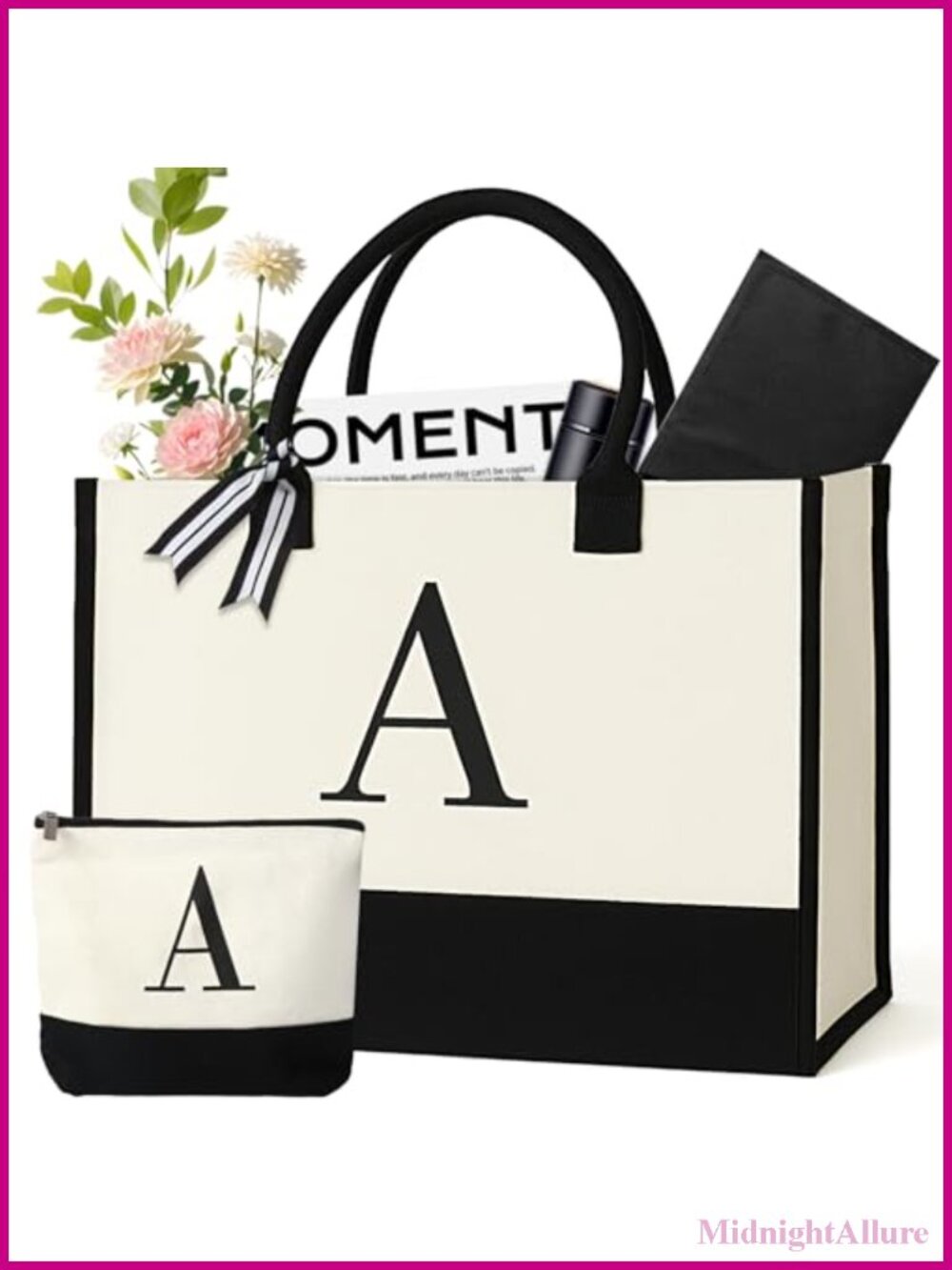 Canvas Tote Bag Monogrammed Personalized Gift for Women